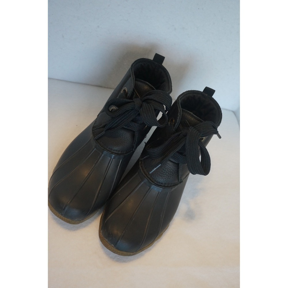 Sperry Saltwater Black Leather Rubber Ankle Duck Boots STS84826 Womens 8